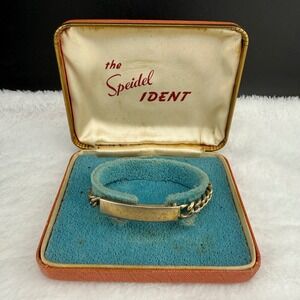 Vintage Speidel ID Bracelet Gold Tone Kathy Engraved Curb Chain 6.5in Box READ